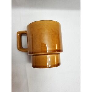 Vintage Brown Drip Glaze Stackable Coffee Mug Stoneware Retro Mid-Century Modern